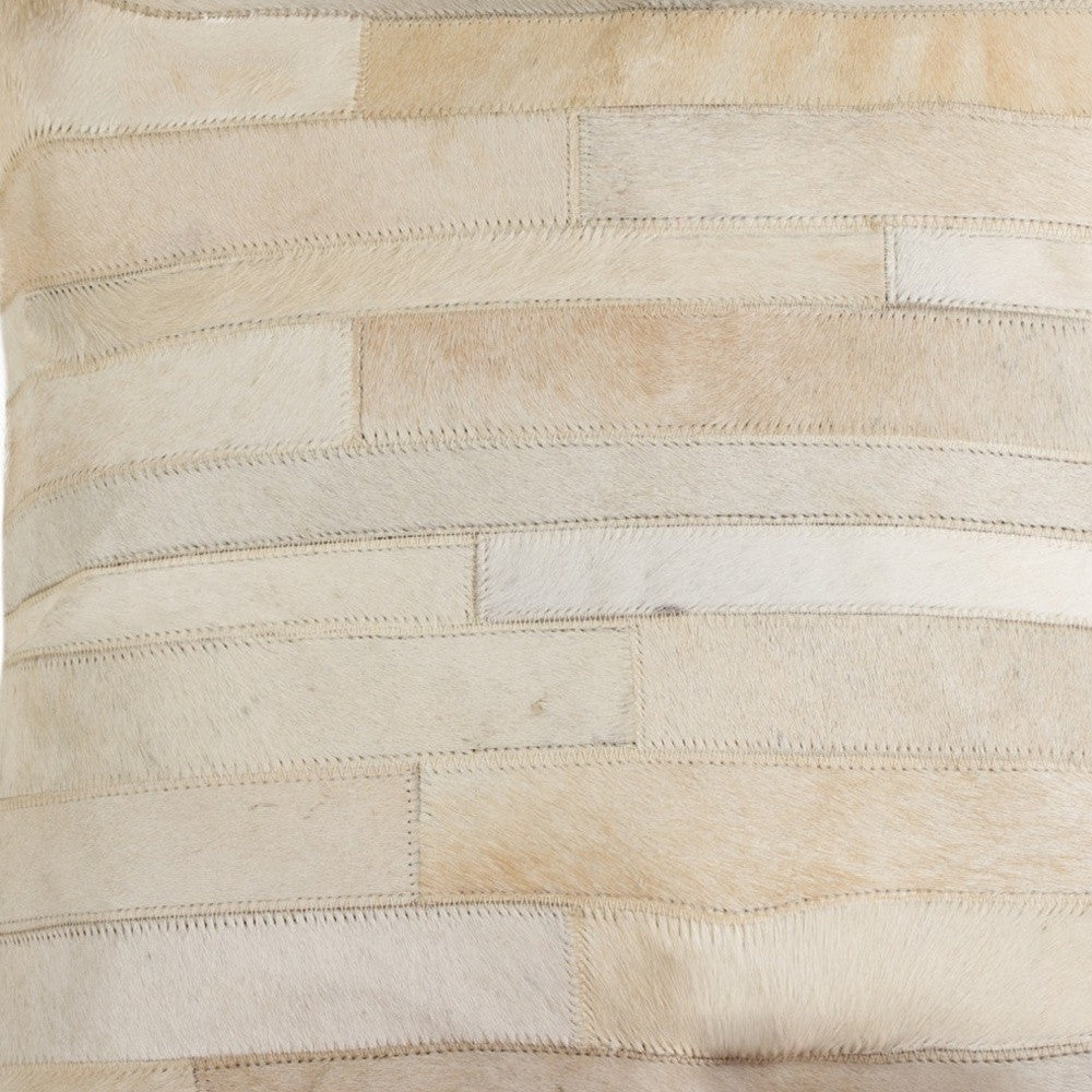 18" Tan Cowhide Throw Pillow-5