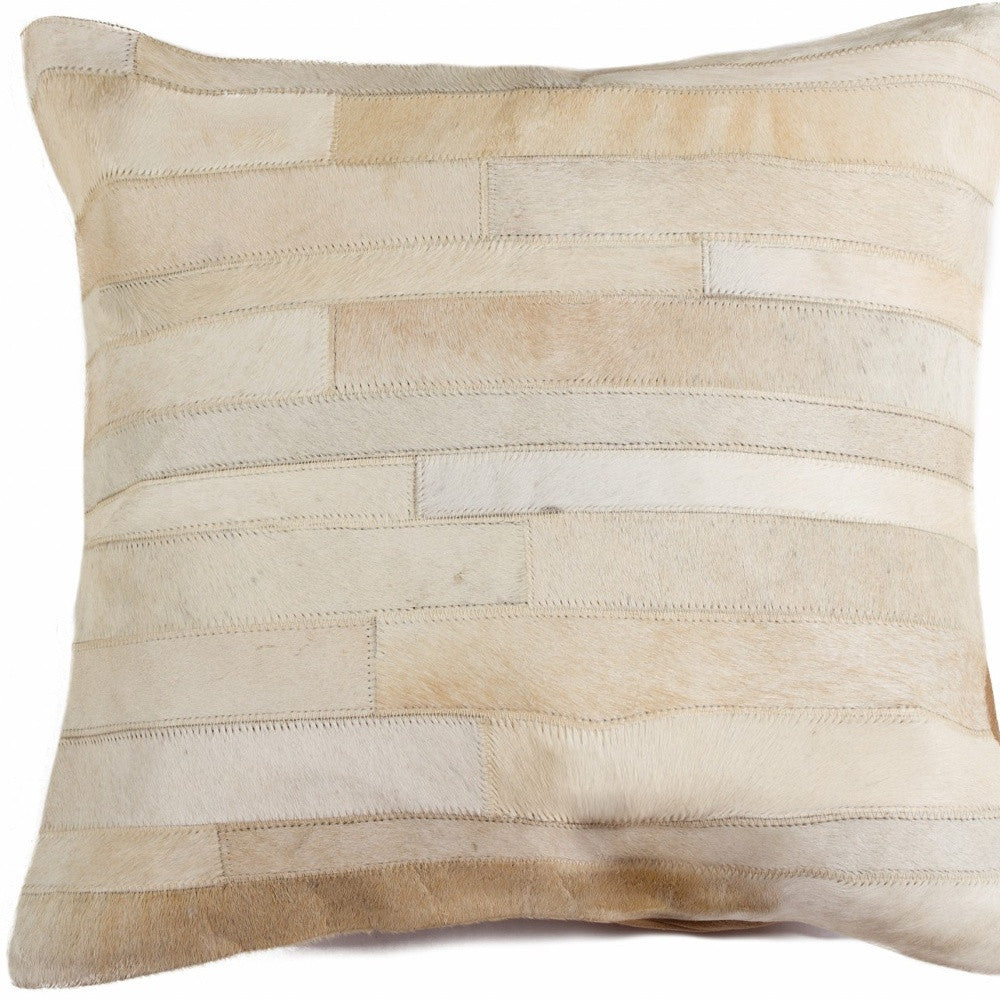 18" Tan Cowhide Throw Pillow-6